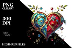 Stained Heart with Metallic Insertions PNG Product Image 2
