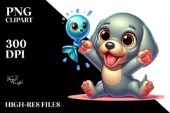 Crazy Baby Weimaraner Big Eyes | Clipart Product Image 1