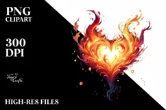 Fire Heart Warm Blazing Hot Watercolor Product Image 2