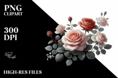 Simple Digital Painting Roses PNG Product Image 2