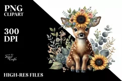 Detailed Watercolor Boho Funny Baby Deer Clipart Product Image 1