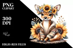 Detailed Watercolor Boho Funny Baby Deer Clipart Product Image 1