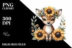 Detailed Watercolor Boho Funny Baby Deer Clipart Product Image 3