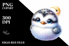 Colorful Baby Arctic Tern with Moon and Stars | Clipart Product Image 3