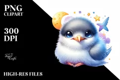 Colorful Baby Arctic Tern with Moon and Stars | Clipart Product Image 1