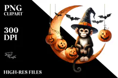Monkey Dressed for Halloween, Vibrant PNG Product Image 2