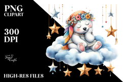 Vibrant Boho Baby Polar Bear Sleeping | Clipart Product Image 2