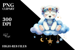 Vibrant Boho Baby Polar Bear Sleeping | Clipart Product Image 2