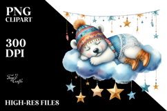 Vibrant Boho Baby Polar Bear Sleeping | Clipart Product Image 2