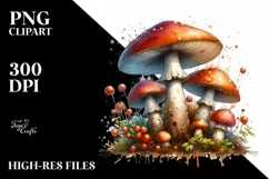 Detailed Mushroom Watercolor Splash PNG Product Image 3