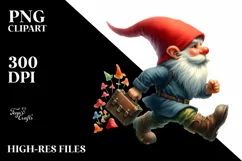 Watercolor Running Gnome | Sublimation | Clipart Product Image 1
