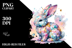 Colorful Bunny Made of Wood on Splashy Background, Product Image 2