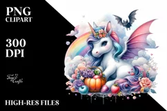 pastel Baby Unicorn Bat PNG Product Image 1