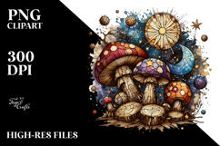 Mystical Celestial Mushroom Watercolor, Transparent PNG Product Image 2