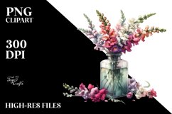 Abstract Watercolor Bottle Filled with Snapdragon | Clipart Product Image 3