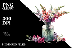 Abstract Watercolor Bottle Filled with Snapdragon | Clipart Product Image 2