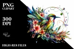 Abstract Vibrant Watercolor Bird PNG Product Image 3