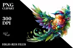 Abstract Vibrant Watercolor Bird PNG Product Image 1