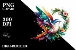 Abstract Vibrant Watercolor Bird PNG Product Image 1