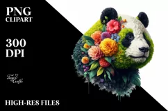 Abstract Vibrant Watercolor Panda PNG Product Image 1