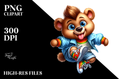 Cute Baby Bear Jumping PNG Product Image 2