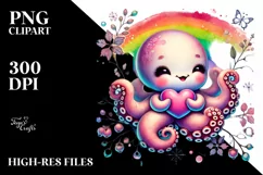 Adorned Baby Octopus with Big Heart PNG Product Image 2