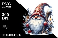 Detailed Watercolor Winter Gnome PNG Product Image 1