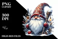 Detailed Watercolor Winter Gnome PNG Product Image 1