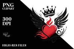 Heart with Wings and Crown, PNG Product Image 2