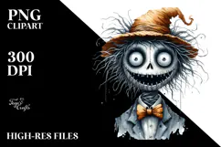 Funny Scarecrow with Bow and Tie PNG Product Image 2
