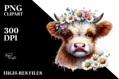 daisy Floral | Baby Highland Cow Clipart Product Image 3