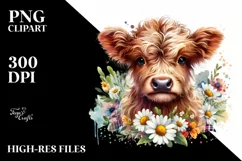 daisy Floral | Baby Highland Cow Clipart Product Image 3