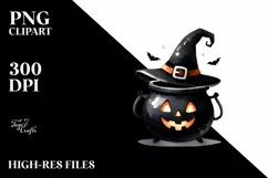 Simple Funny Haloween Clipart with Cauldron PNG Product Image 1