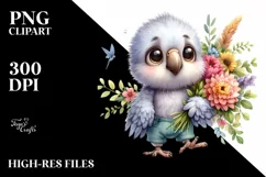 Watercolor Cute Baby Parrot | Clipart Product Image 1