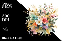 Colorful Splash Jasmine Bouquet | Sublimation Clipart Product Image 3