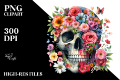 Colorful Skull with Spring Flowers, Transparent PNG Product Image 2