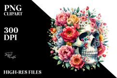Colorful Flower Skull, PNG Product Image 2