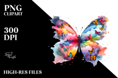 Cute Butterfly with Butterfly Silhouettes PNG Product Image 2