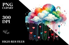 Simple Washed Cloud with Hanging Hearts, PNG Product Image 2