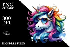 Cute Unicorn Watercolor Clipart Product Image 1