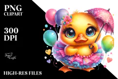 Crazy Baby Duck with Balloons PNG Product Image 2
