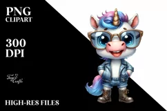Humorous Baby Unicorn with Sunglasses and Boots | Product Image 1