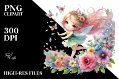 Colorful Cute Fairy Tumbling with Flower Petals in the Wind Product Image 3