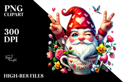 Colorful Valentines Gnome Winking Digital Painting PNG Product Image 2