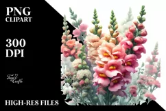 Watercolor Filled Large Snapdragon | Clipart Product Image 3