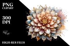 Detailed Dahlia with Watercolor Splash | Clipart Product Image 1