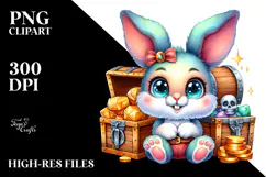 Cute Vibrant Baby Bunny PNG Product Image 2
