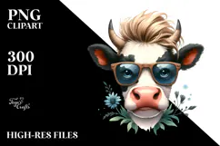 Funny Cow with Cool Hair, PNG Product Image 2