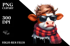 Contemptuous Cow with Cool Hair, Bold PNG Product Image 2