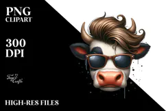Contemptuous Cow with Cool Hair, Bold PNG Product Image 2